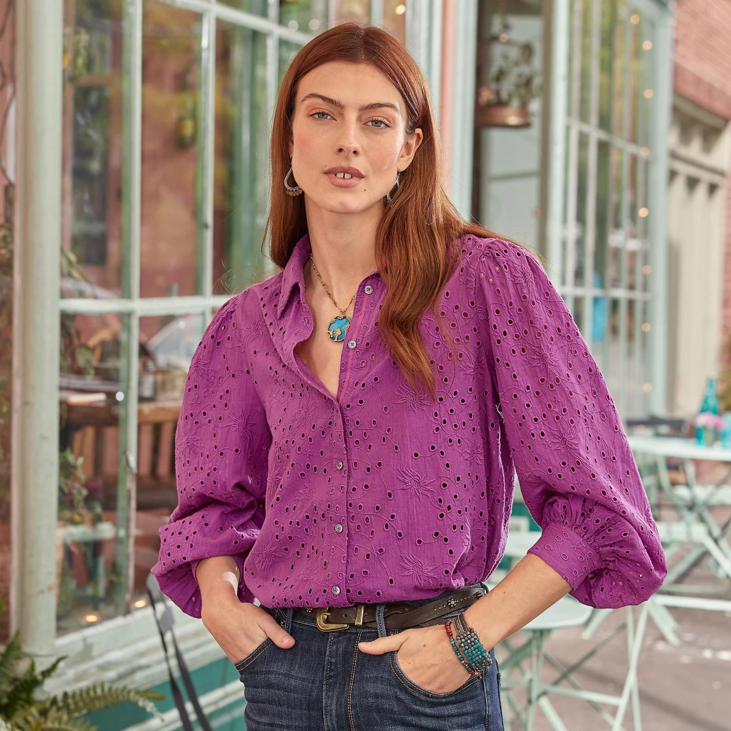 Celestine Eyelet Shirt, Petite 6 Celestine Eyelet Shirt, Petite - Image 4