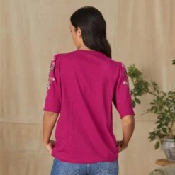 Avril Embroidered Henley, Petite -Abigail Fashion Store 86daddf6 f59c 4c3e b796 88812febb800