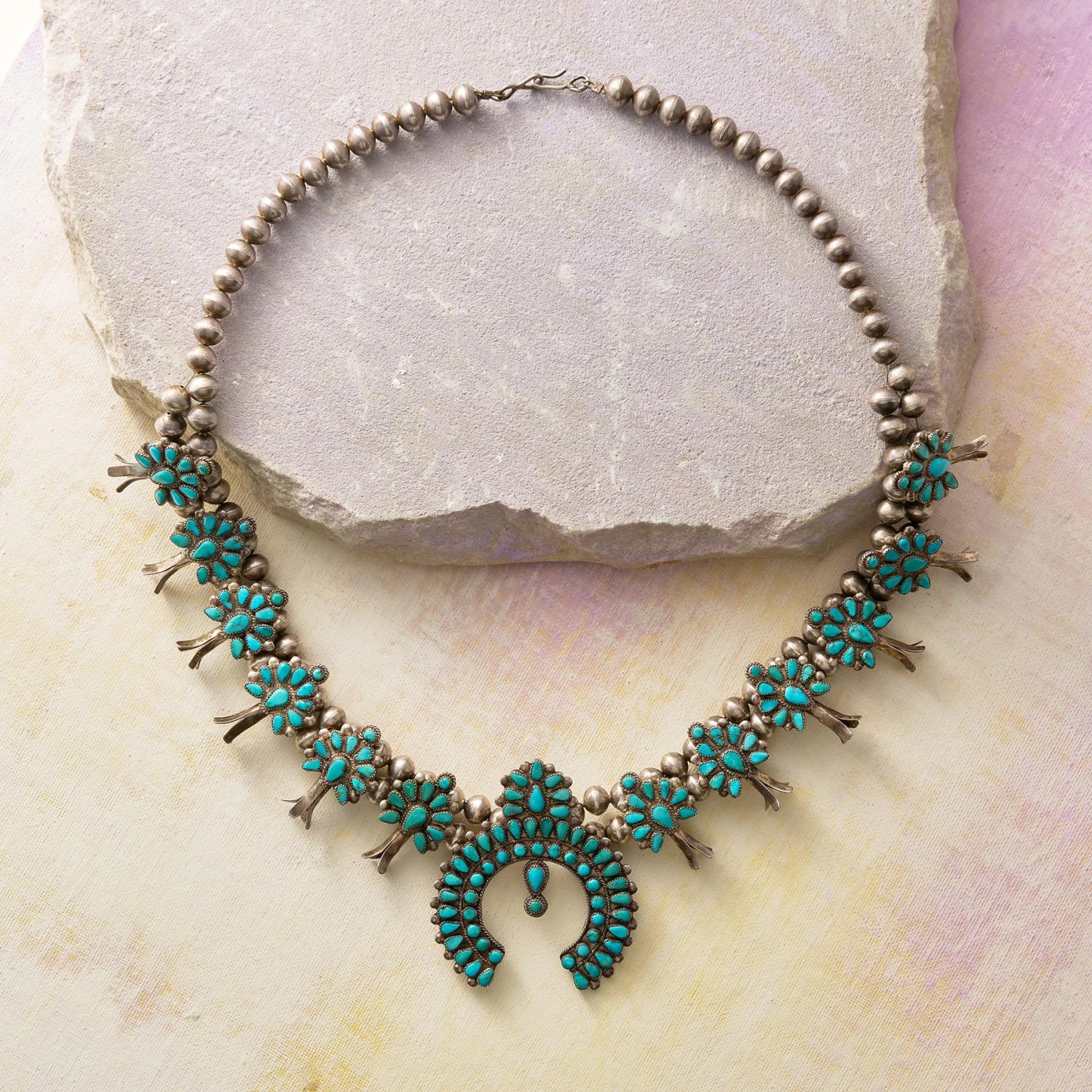 1930S Zuni Squash Blossom Necklace 4 1930S Zuni Squash Blossom Necklace - Image 2
