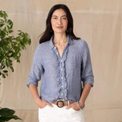 Chambray Ruffle Shirt